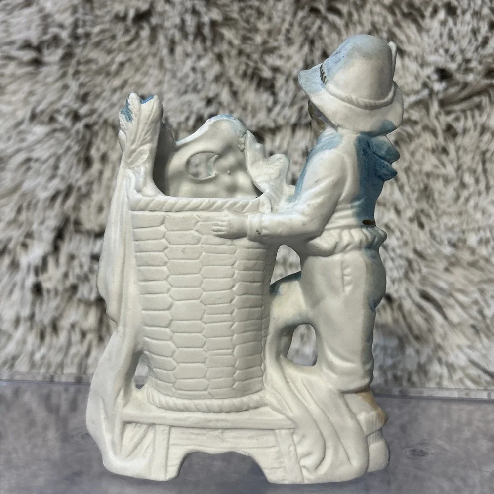 Pair Antique Bisque‎ Porcelain Victorian Boy & Girl Children Child Spill Vases